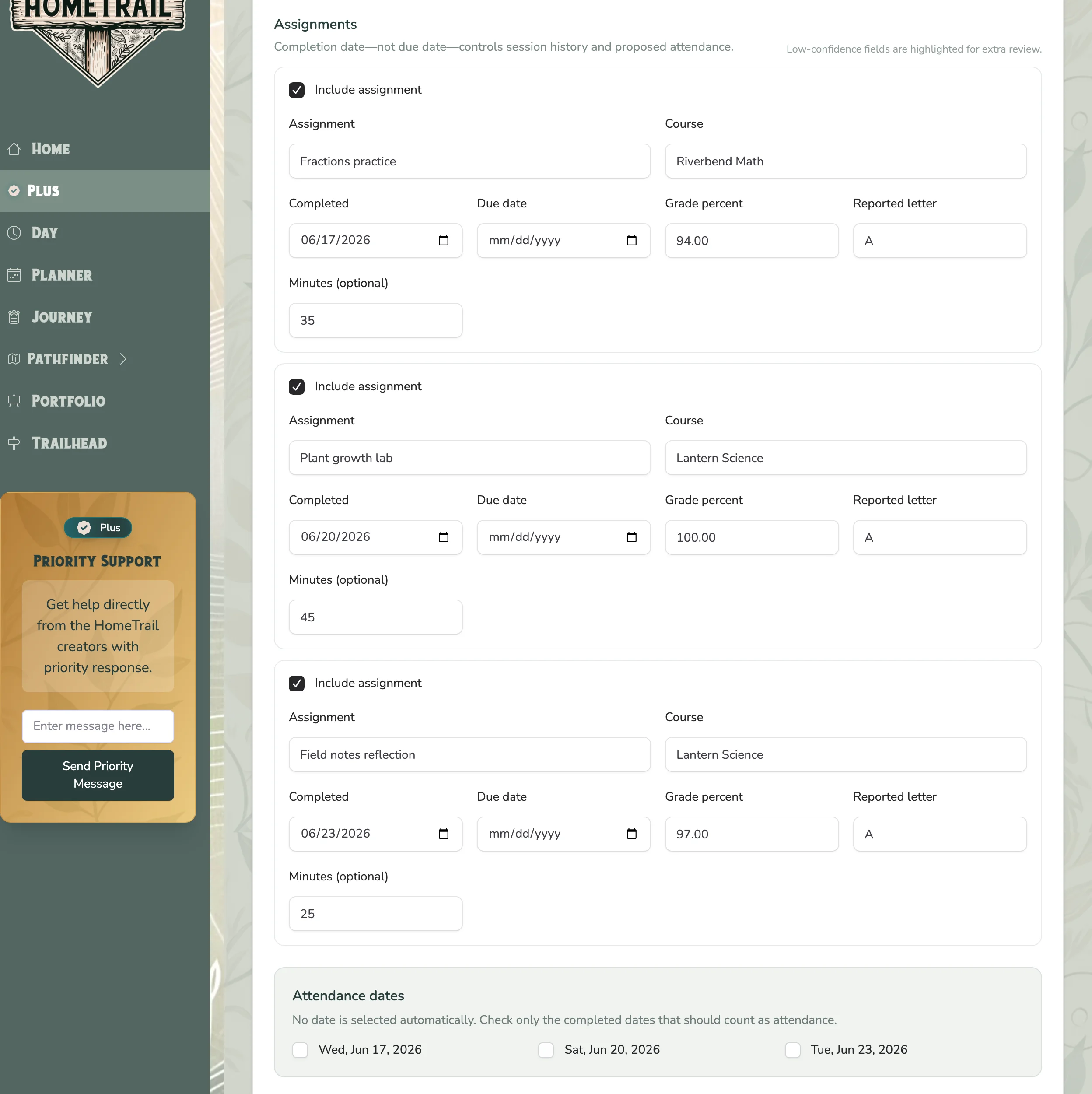 Editable synthetic assignments prepared by Compass